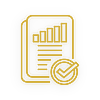 South East Sleepers revenue report icon — gold upward graph symbolising monthly income updates and performance tracking for Airbnb hosts